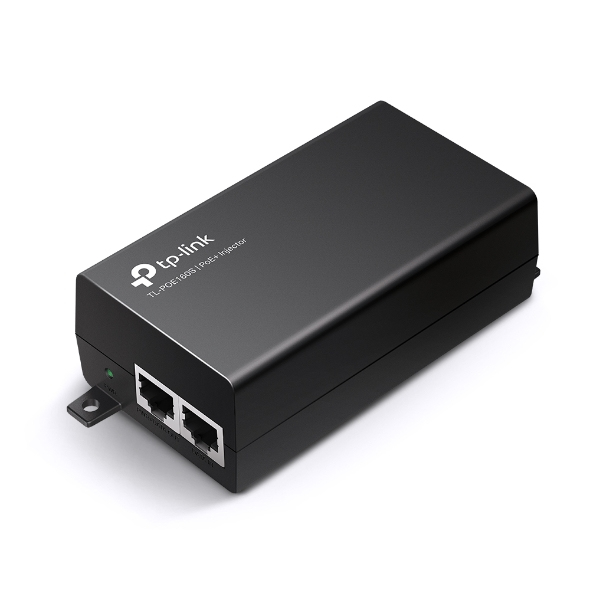 TP-LINK PoE+ Injector Adapter. 1× Gigabit PoE Port, 1× Gigabit Non-PoE Port.