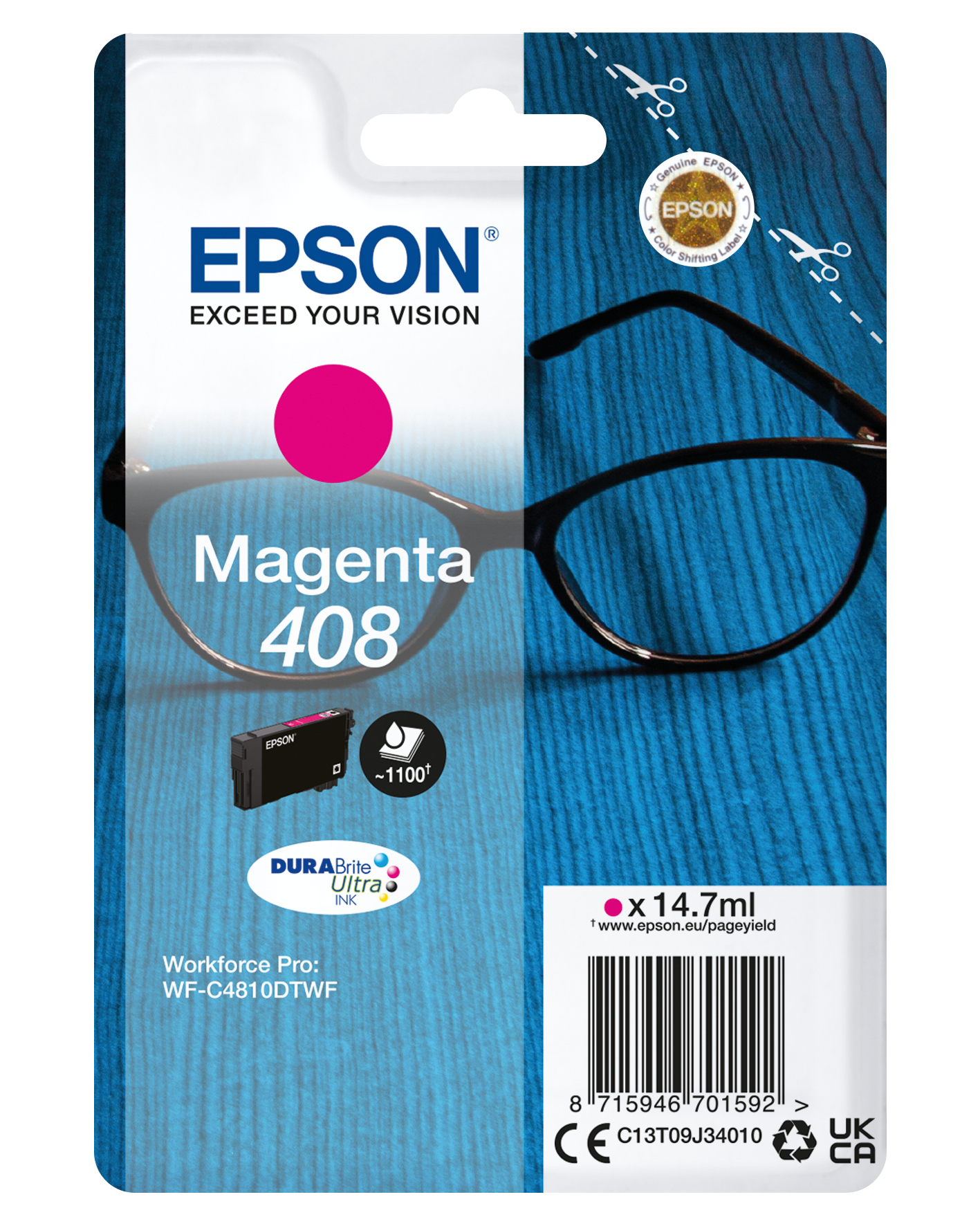 EPSON tinta Magenta Singlepack 408 DURABrite Ultra Ink