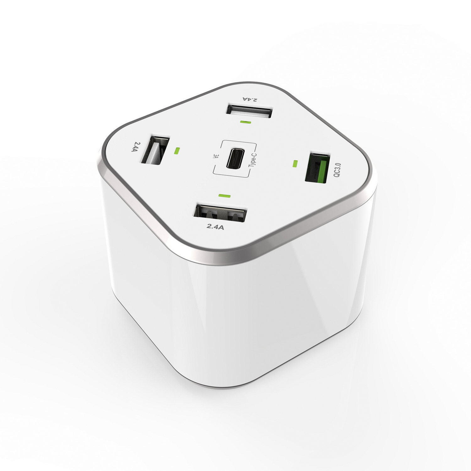 AISENS - CARGADOR 48W 5 PUERTOS 3xUSB-A 1xUSB-C 1xUSB QC3.0,para cargar moviles, camaras y tablets B