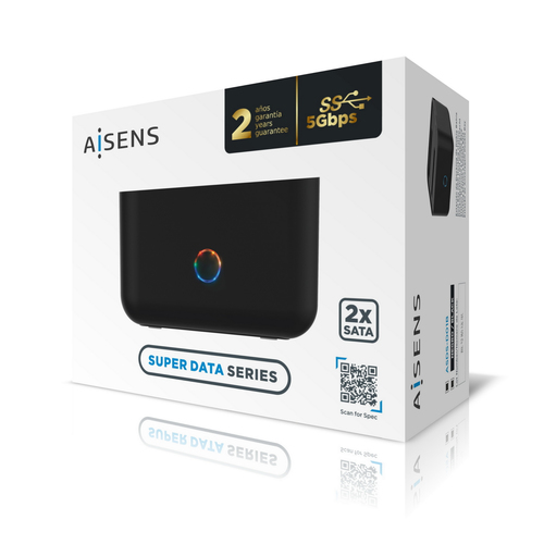 AISENS - ESTACION DE DOCKING DE DOBLE BAHIA ASDS-D01B SATA 2.5/3.5 A USB 3.0/3.1 GEN1, CLONE, NEGRA