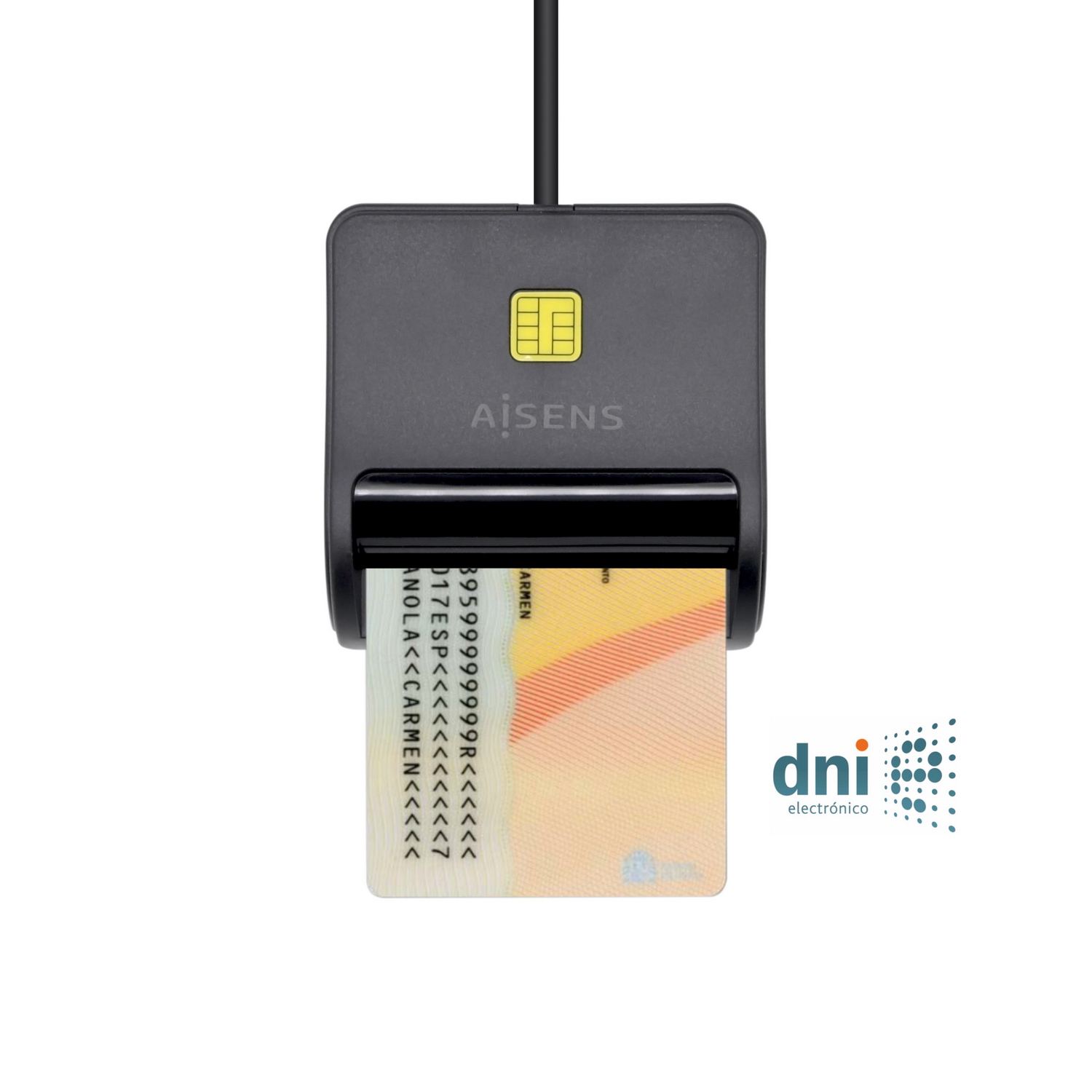 AISENS Lector de tarjeta inteligente DNI, negro