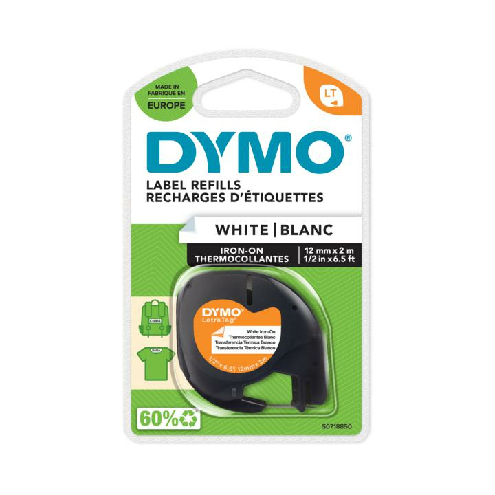 DYMO Cinta LT 12mmx4mt -Negro/Blanco para ropa