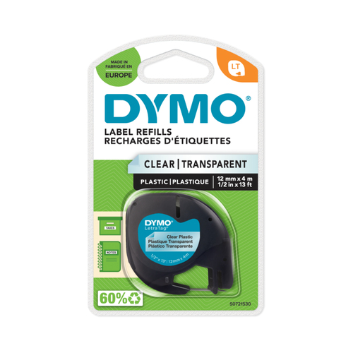DYMO Cinta LT 12mmx4mt -Negro/Transparente