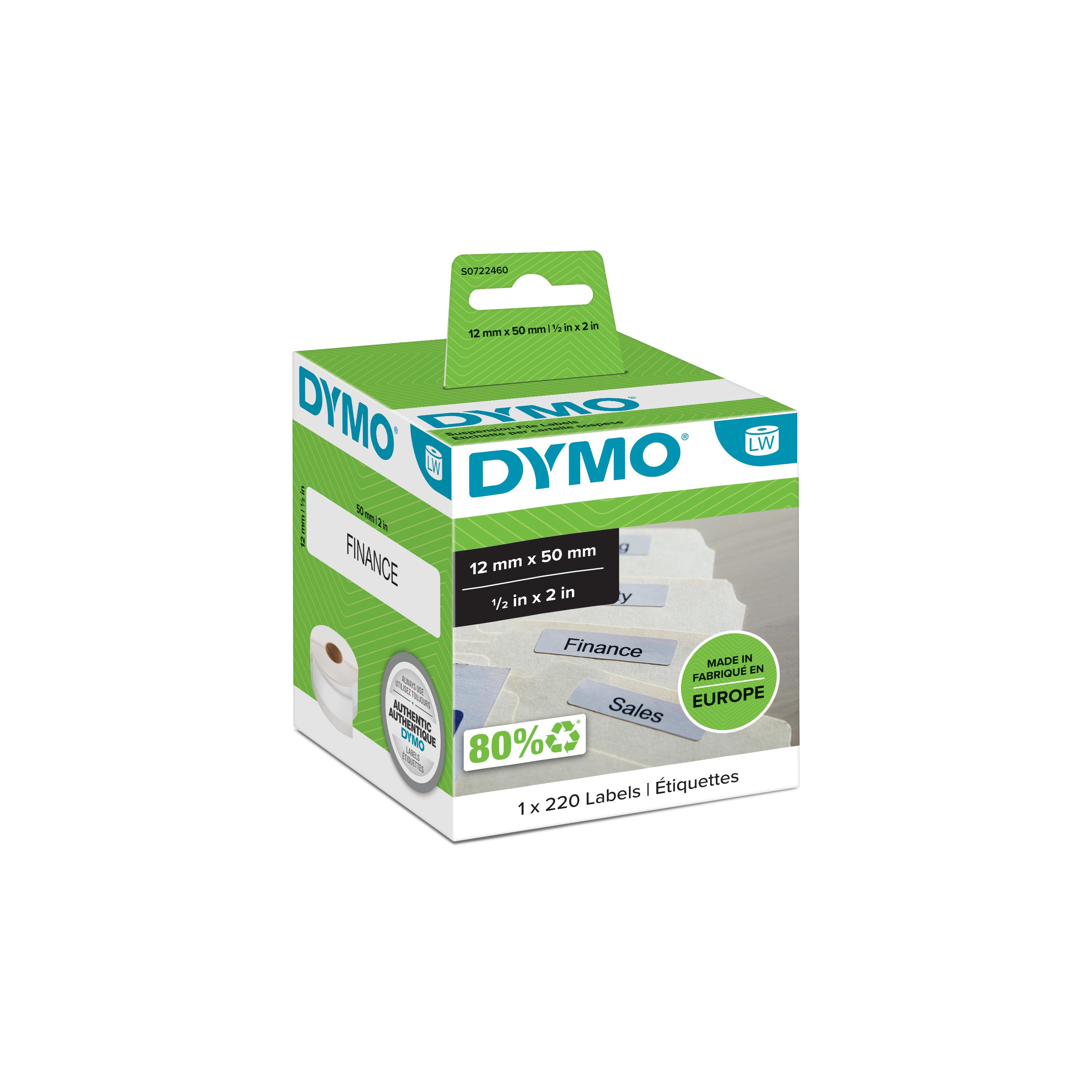 DYMO Etiqueta LW carpetas colgantes 50x12mm, 1 rollo etiquetas  (220) Papel Blanco