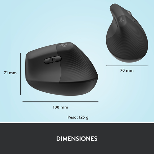 LOGITECH Raton Inalambrico 6 botones Ergonomico, Vertical, Videojuegos