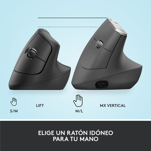 LOGITECH Raton Inalambrico 6 botones Ergonomico, Vertical, Videojuegos