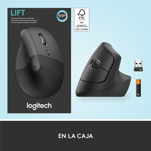 LOGITECH Raton Inalambrico 6 botones Ergonomico, Vertical, Videojuegos