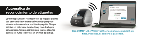 DYMO Rotuladora LABEL WRITER LW550 NUEVA SERIE - RECONOCIMIENTO DE CINTA