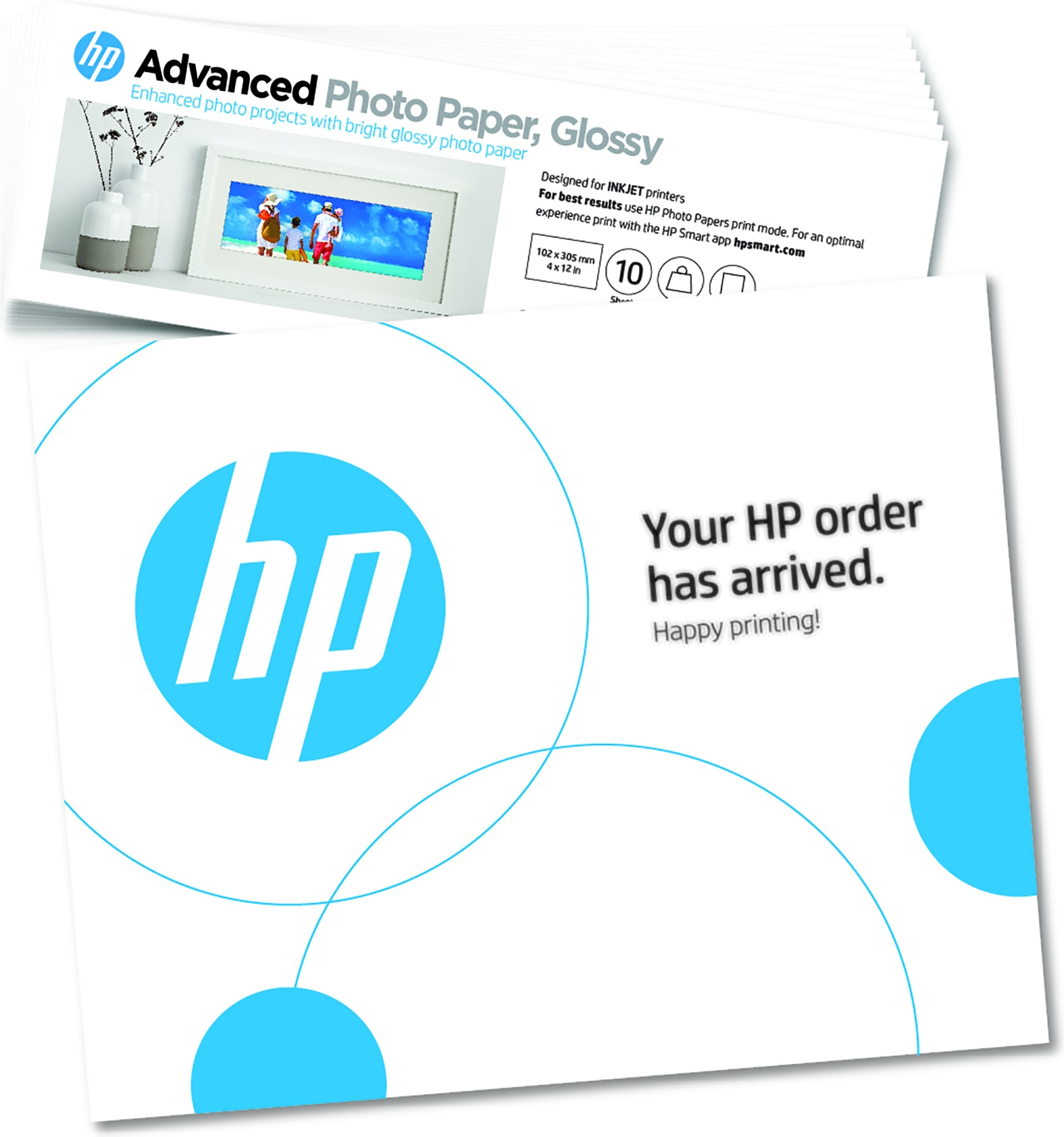 HP Papel fotografico Advanced, brillante, 65 libras, 4 x 12 pulgadas (101 x 305 mm), 10 hojas
