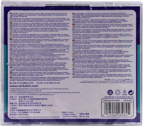 VERBATIM DVD-RW 4.7Gb 4x (Pack 5 unidades)