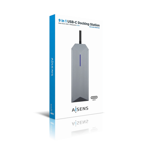AISENS - USB-C DOCK 9 EN 1 USB-C A 1xHDMI 1XRJ45 3xUSB 1xPD 1xAUDIO 1xSD 1xMICRO SD GRIS 15CM