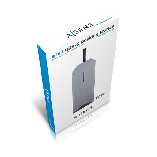 AISENS - USB-C DOCK 9 EN 1 USB-C A 1xHDMI 1XRJ45 3xUSB 1xPD 1xAUDIO 1xSD 1xMICRO SD GRIS 15CM