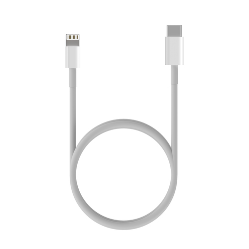 AISENS Cable USB 2.0 USB-C a LIGHTNING PD 2A, LIGHTNING/M-USB-C/M, blanco, 0.5m