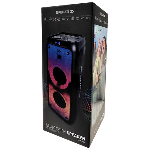 AVENZO ALTAVOZ BLUETOOTH CON LUCES LED 250W 5400 mAh- descatalogado