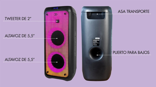 AVENZO ALTAVOZ BLUETOOTH CON LUCES LED 250W 5400 mAh- descatalogado
