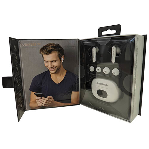 AVENZO AURICULARES TRUE WIRELESS TACTILES CON POWER BANK BLANCOS