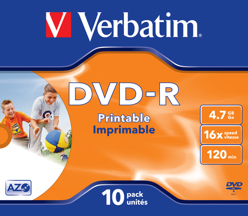 VERBATIM DVD-R 4.7Gb 16x Imprimible (Pack 10 ud)