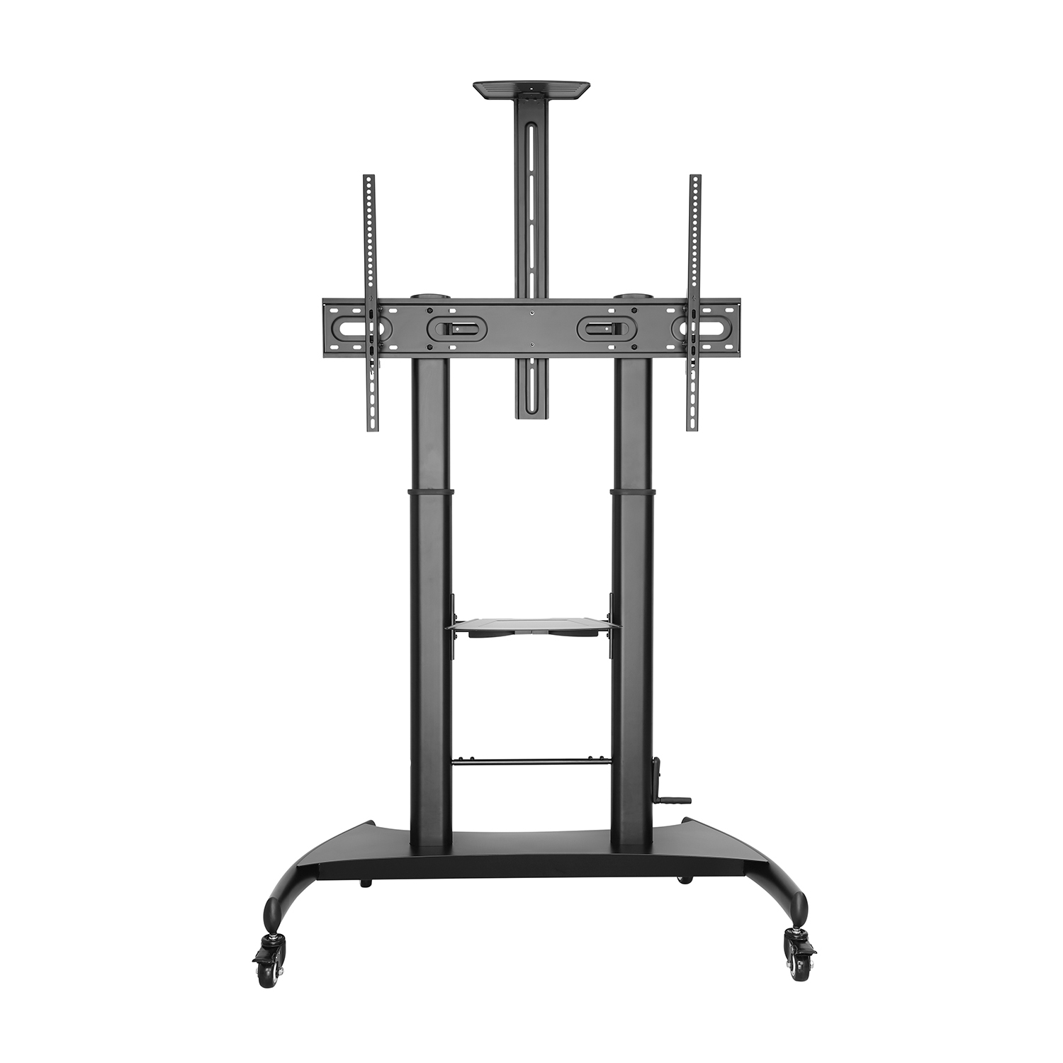 AISENS - SOPORTE DE SUELO ECO CON RUEDAS Y MANIVELA, BANDEJA PARA DVD Y SOPORTE DE CAMARA PARA MONIT