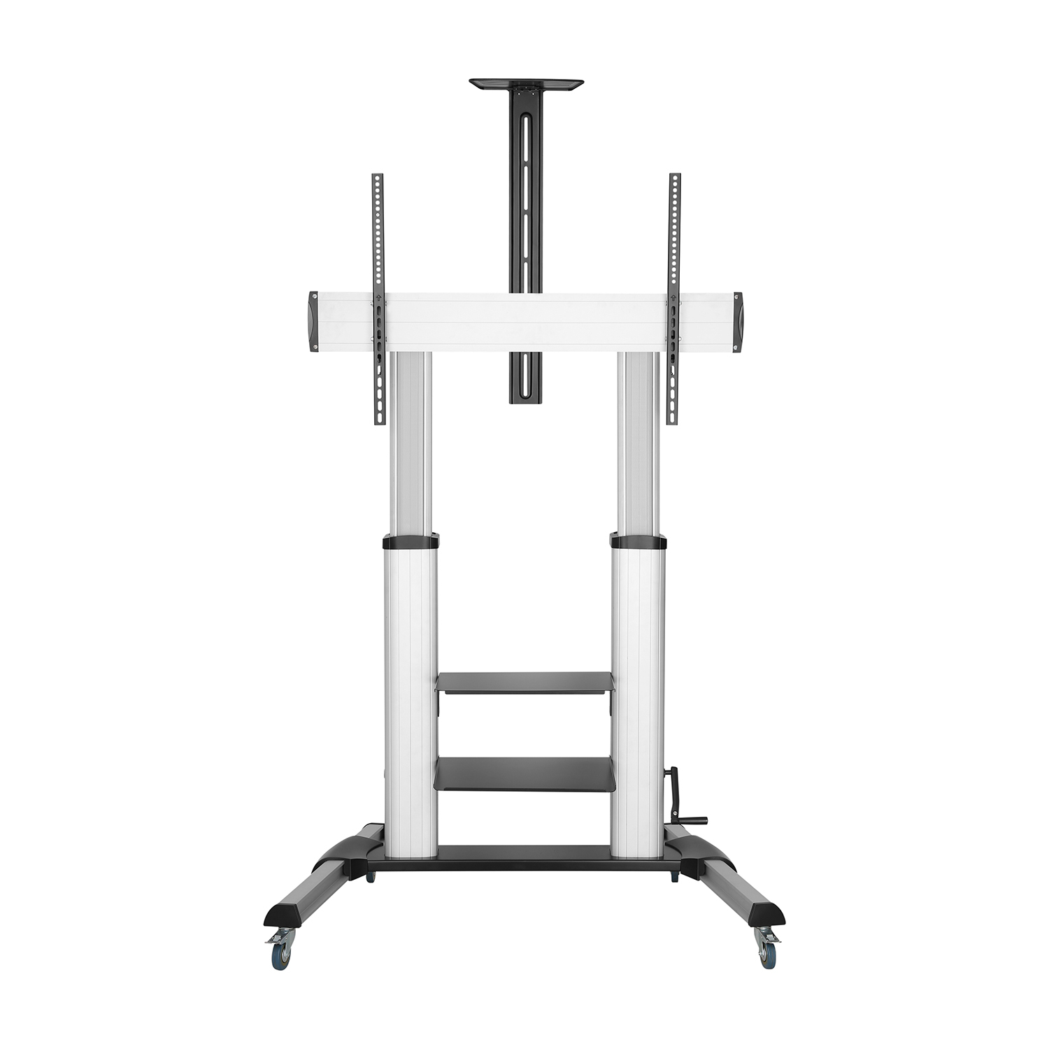 AISENS - SOPORTE DE SUELO PRO CON RUEDAS Y MANIVELA, BANDEJAS PARA DVD Y SOPORTE DE CAMARA PARA MONI