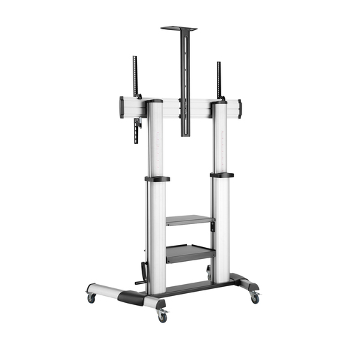 AISENS - SOPORTE DE SUELO PRO CON RUEDAS Y MANIVELA, BANDEJAS PARA DVD Y SOPORTE DE CAMARA PARA MONI