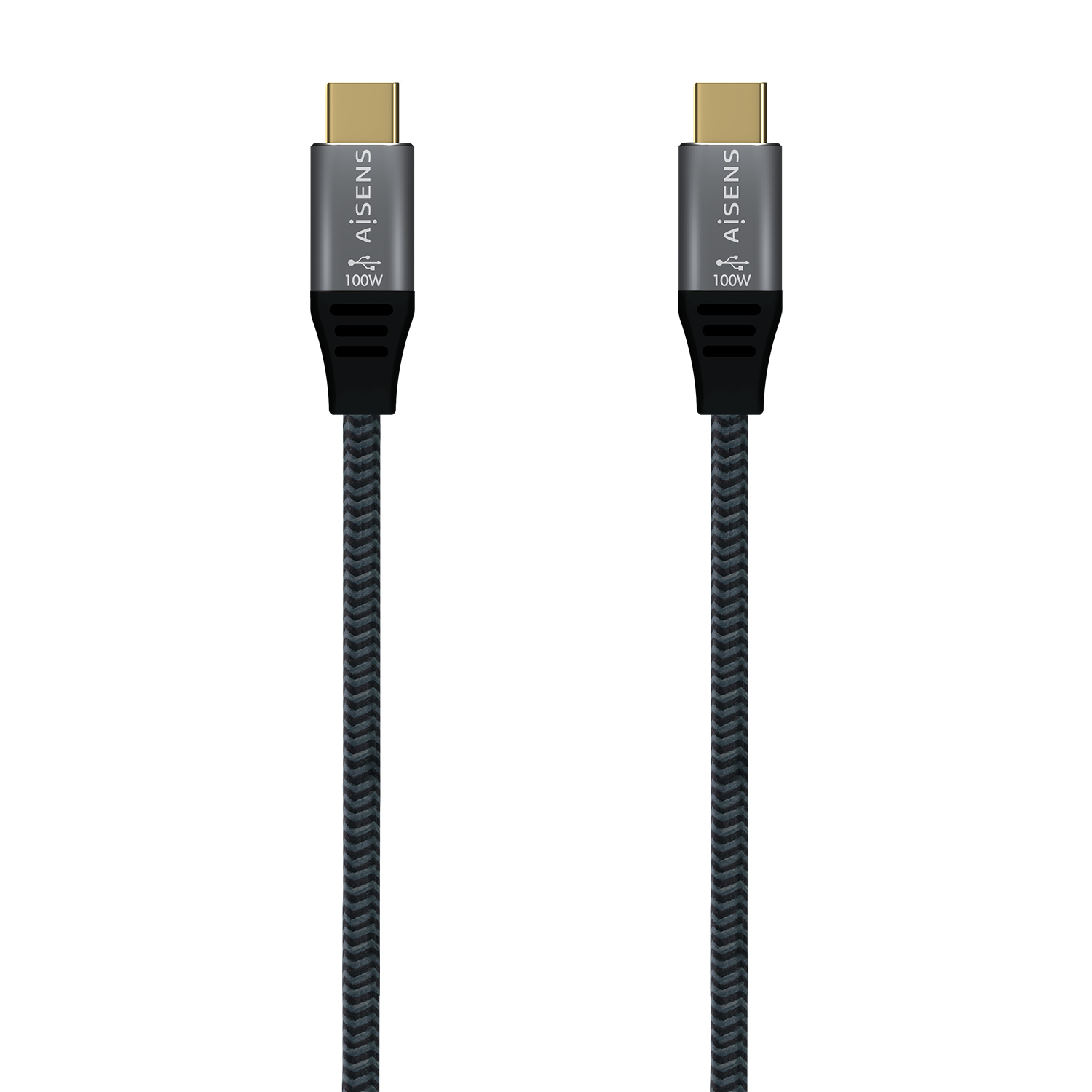 AISENS - CABLE USB 2.0 ALUMINIO 5A 100W E-MARK, USB-C/M-USB-C/M, GRIS, 1.0M