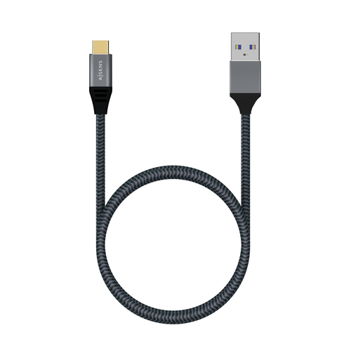 AISENS - CABLE USB 3.1 GEN2 ALUMINIO 10GBPS 3A, TIPO USB-C/M-A/M, GRIS, 1.0M