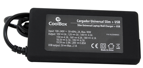 COOLBOX ADAPTADOR PORTATIL 90W SLIM USB 2.1A