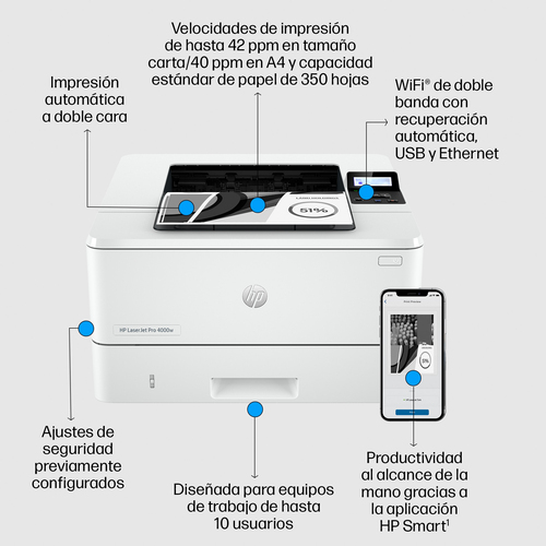 HP Impresora laser monocromo LaserJet Pro 4002dw