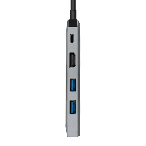 AISENS - USB-C DOCK 5 EN 1, USB-C A 1xHDMI, 1xRJ45, 2xUSB, 1xPD, GRIS, 15CM