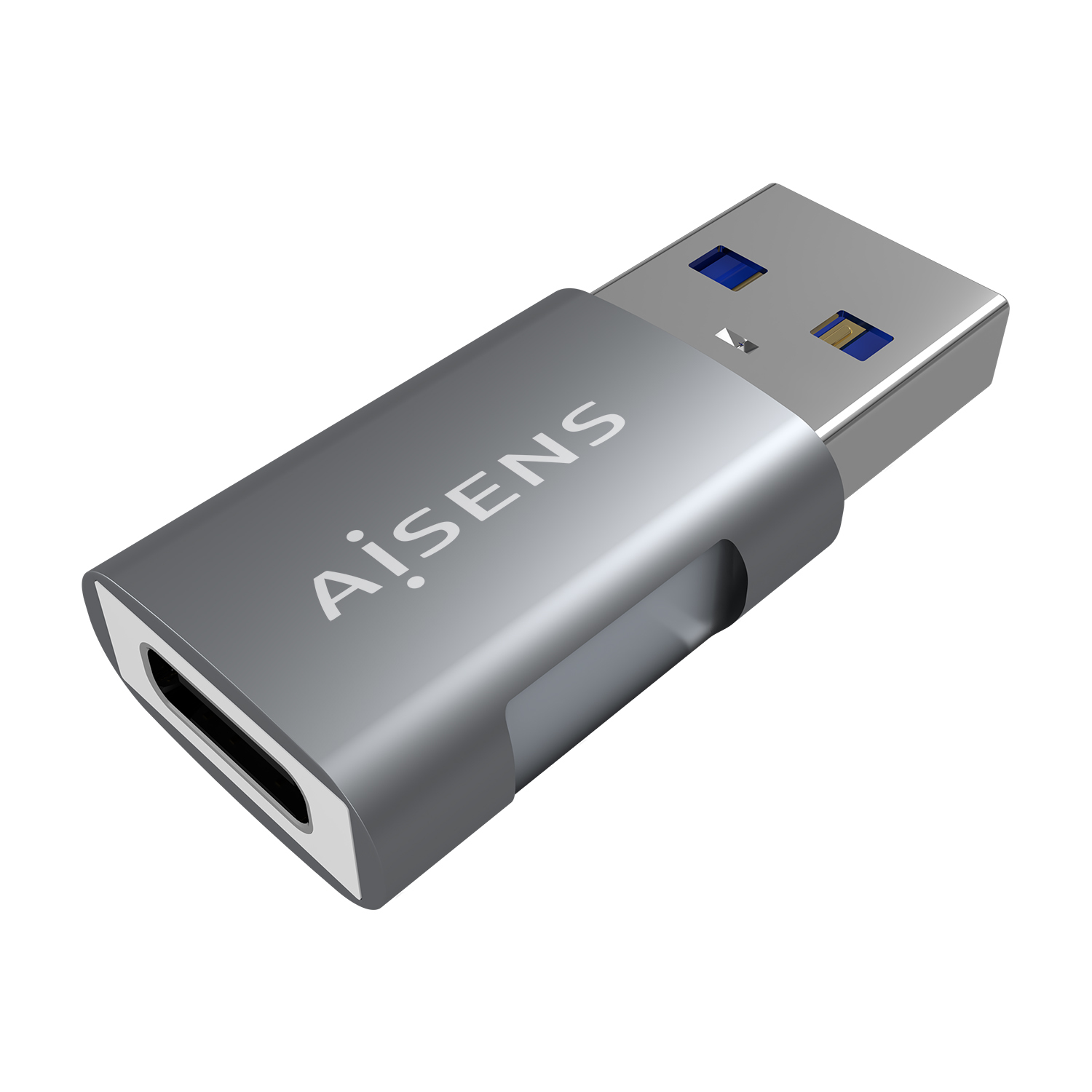 AISENS - MINI ADAPTADOR USB 3.2 GEN2 10G 3A, TIPO USB-C/H-A/M, GRIS