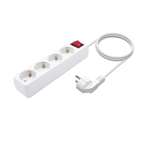 AISENS - BASE MULTIPLE 4 TOMAS CON INTERRUPTOR CON CABLE 3x1.5MM2, BLANCO, 1.4M