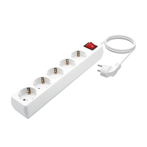 AISENS - BASE MULTIPLE 5 TOMAS CON INTERRUPTOR CON CABLE 3x1.5MM2, BLANCO, 1.4M