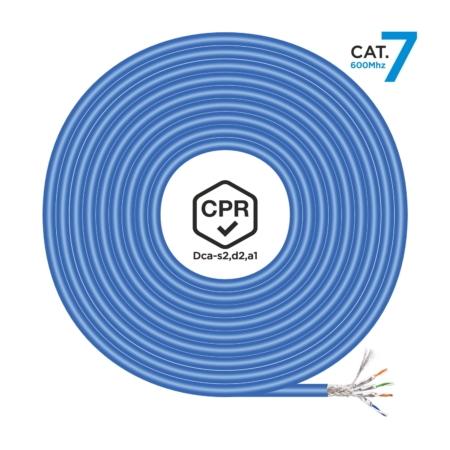 AISENS - Cable de Red RJ45 LSZH CPR Dca CAT.7 600 MHZ S/FTP AWG23, AZUL, 500M