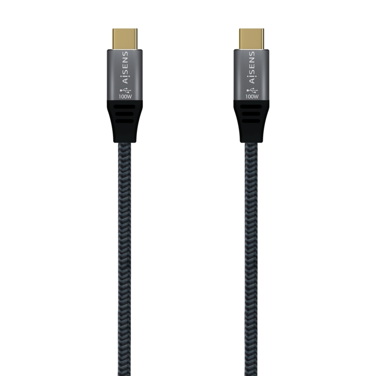 AISENS - Cable USB 3.2 GEN2x2 ALUMINIO 20GBPS 8K@30HZ 5A 100W E-MARK, TIPO USB-C/M-USB-C/M, GRIS, 0.6M