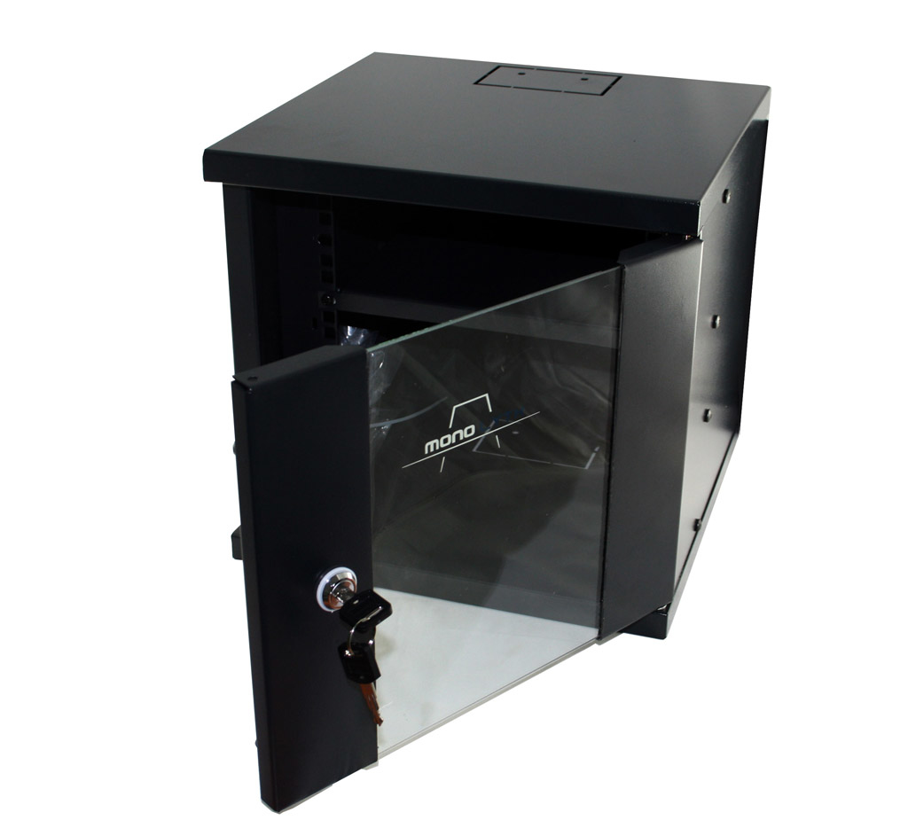 MONOLYTH Armario RACK mural 19” Negro RAL 9004, liso 18U SH6418 600X450 1F-1V-2L
