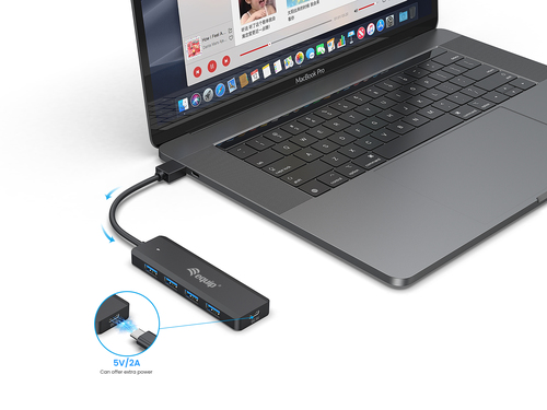 EQUIP HUB USB  LIFE A 4 PUERTOS USB 3.2 INCLUYE ADAPTADOR USB-C