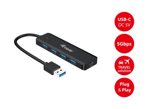 EQUIP HUB USB  LIFE A 4 PUERTOS USB 3.2 INCLUYE ADAPTADOR USB-C