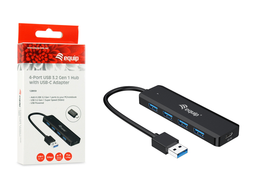 EQUIP HUB USB  LIFE A 4 PUERTOS USB 3.2 INCLUYE ADAPTADOR USB-C