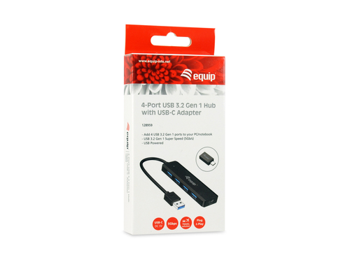 EQUIP HUB USB  LIFE A 4 PUERTOS USB 3.2 INCLUYE ADAPTADOR USB-C