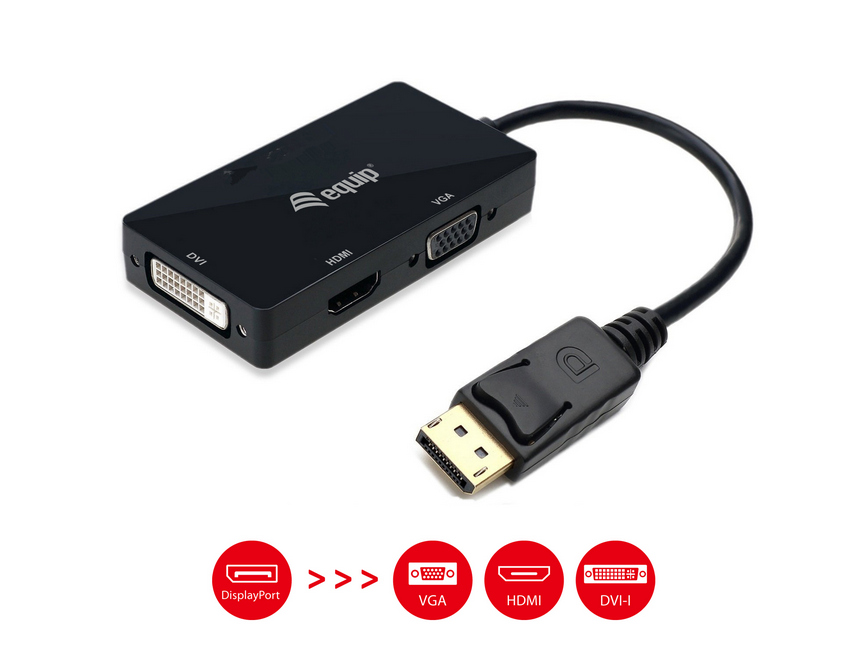 EQUIP ADAPTADOR DISPLAYPORT A VGA / HDMI / DVI