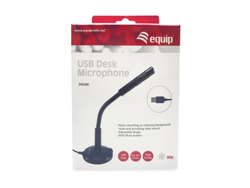 EQUIP MICROFONO SOBREMESA LIFE ONMIDIRECCIONAL USB BRAZO FLEXIBLE BOTON MUTE