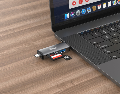 EQUIP LECTOR DE TARJETAS EXTERNO  USB 3.0 DOBLE CONEXION USB & USB-C OTG