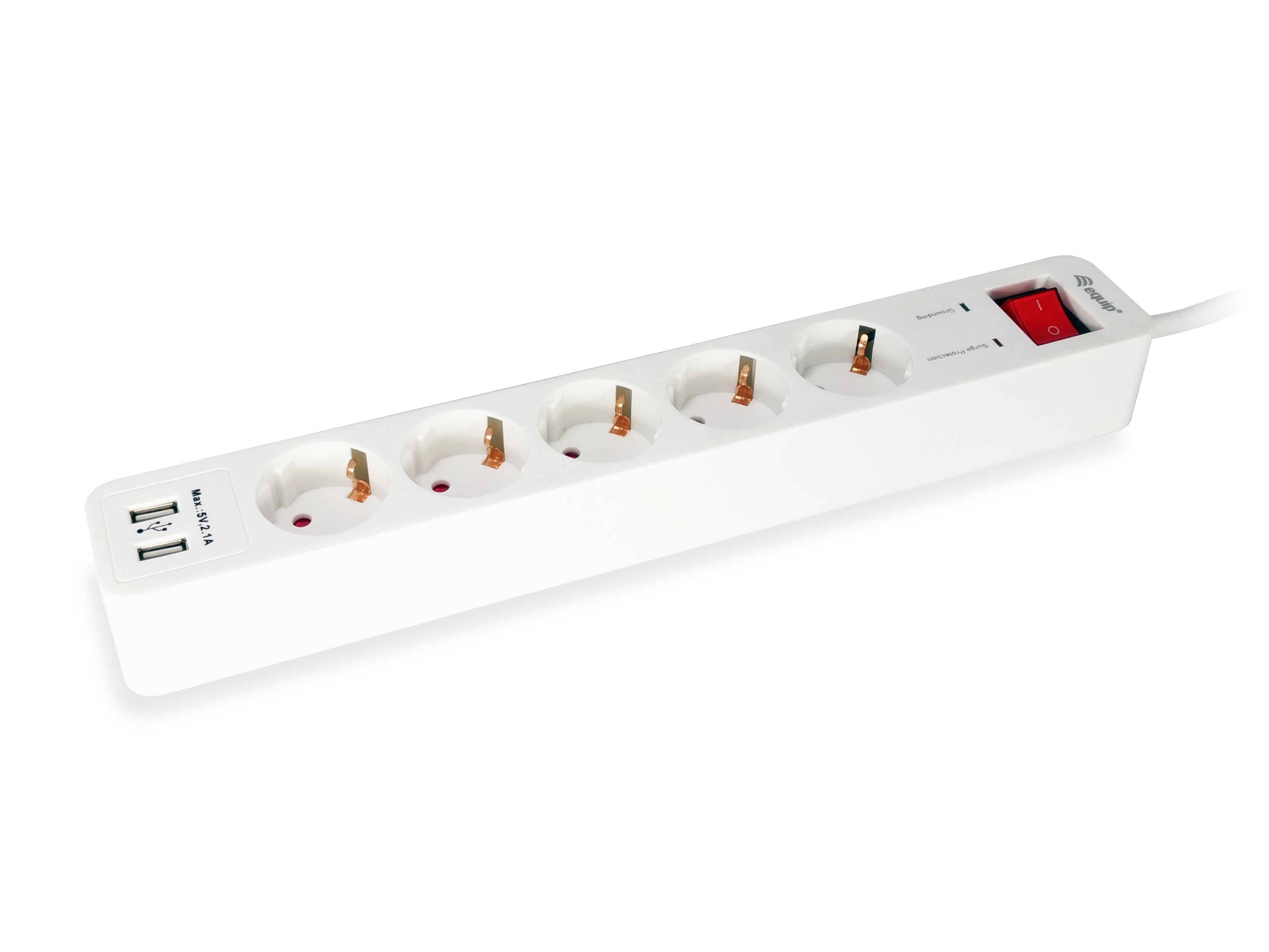 EQUIP REGLETA CON 5 TOMAS CABLE DE RED DE 1.5 METROS + 2 PUERTOS USB Y BOTON DE APAGADO ENCENDIDO