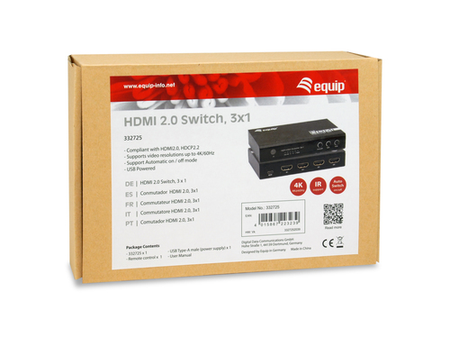 EQUIP SWITCH HDMI 2.0 4K 3x1 ALIMENTACION POR USB