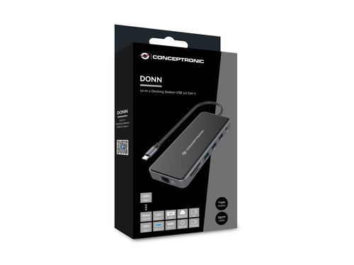 CONCEPTRONIC ADAPTADOR USB-C 12IN1 HDMIx2 VGA USB-C DATOS USB-A AUDIO LAN GIGABIT LECTOR DE TARJETAS DONN15G