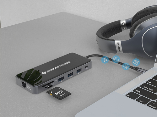 CONCEPTRONIC ADAPTADOR USB-C 12IN1 HDMIx2 VGA USB-C DATOS USB-A AUDIO LAN GIGABIT LECTOR DE TARJETAS DONN15G