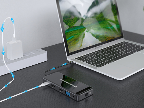 CONCEPTRONIC ADAPTADOR USB-C 12IN1 HDMIx2 VGA USB-C DATOS USB-A AUDIO LAN GIGABIT LECTOR DE TARJETAS DONN15G