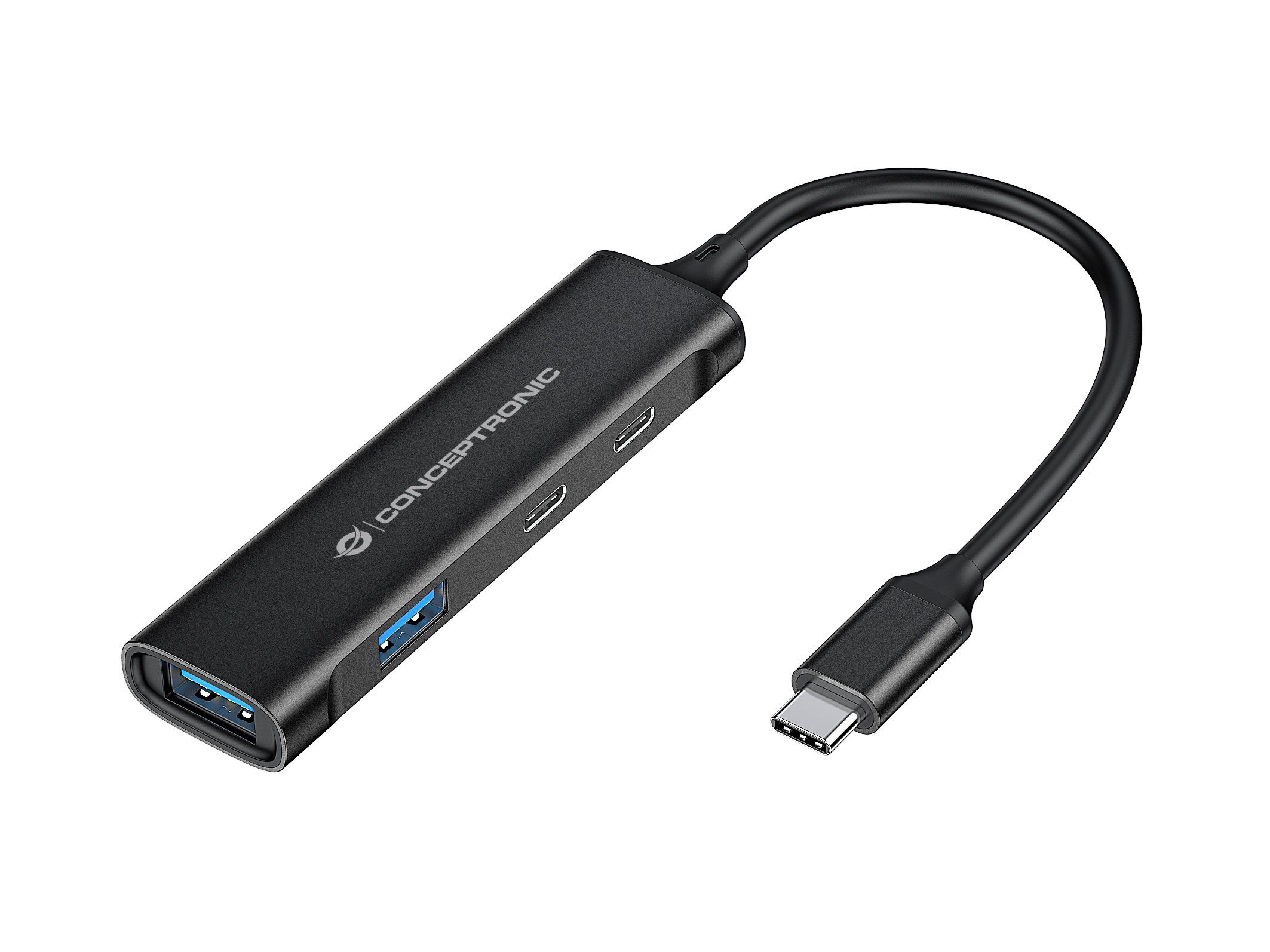 CONCEPTRONIC HUB 3.0 HUBBIES12B 4 PUERTOS USB 3.2 2 PUERTOS USB-C 2 PUERTOD USB-A COLOR NEGRO CARCASA DE ALUMINIO