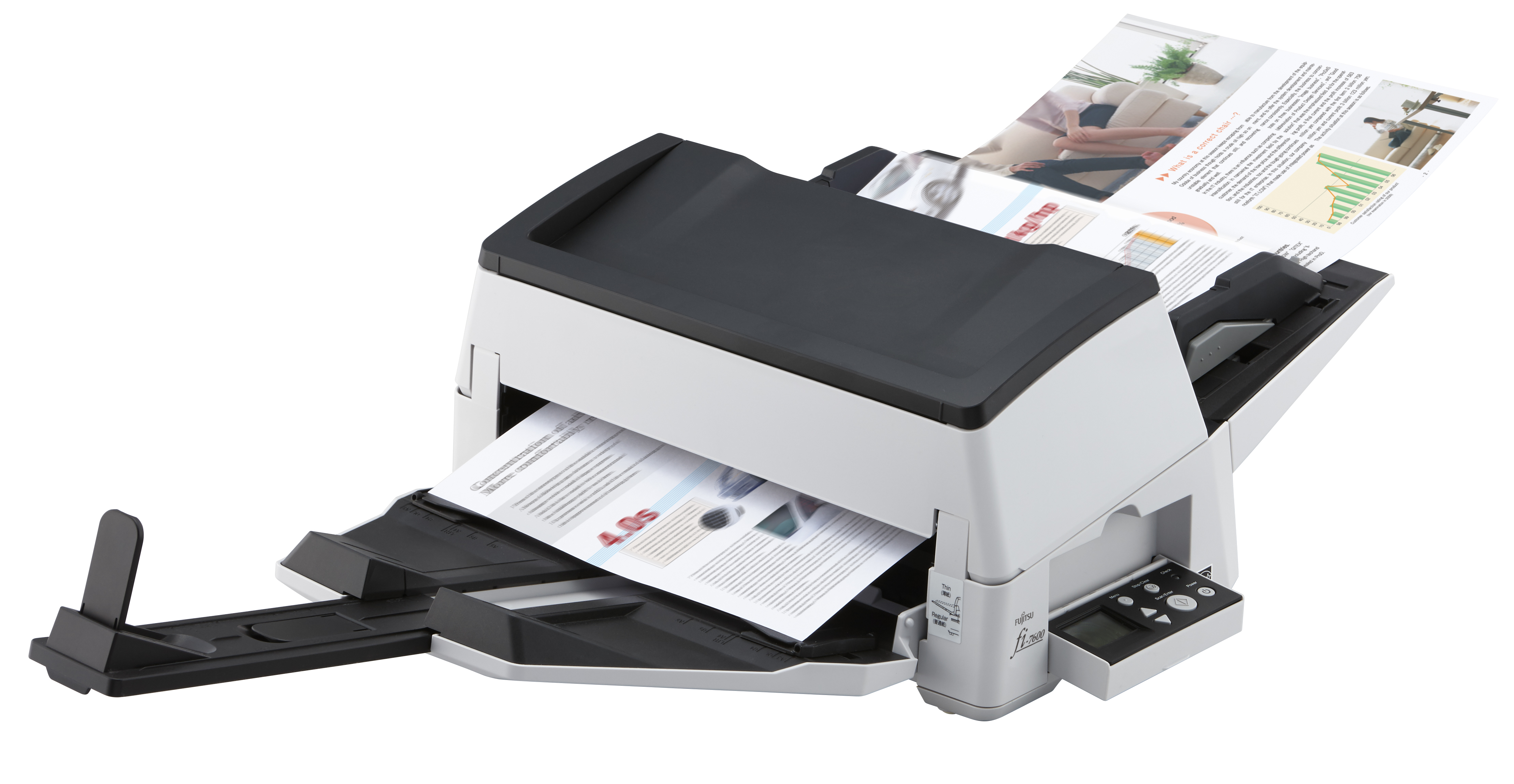 RICOH - FUJITSU Escaner fi-7600, Escaner de Produccion de Volumen Bajo LED USB 3.1 con ADF, Duplex, A3, 80 ppm/160 ipm.