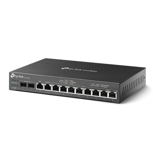 TP-LINK Enrutador VPN Gigabit Omada con puertos PoE+ y controlador integrado PUERTOS: 2× puertos Gigabit SFP WAN/LAN, 1× puerto WAN Gigabit RJ45, 1× p